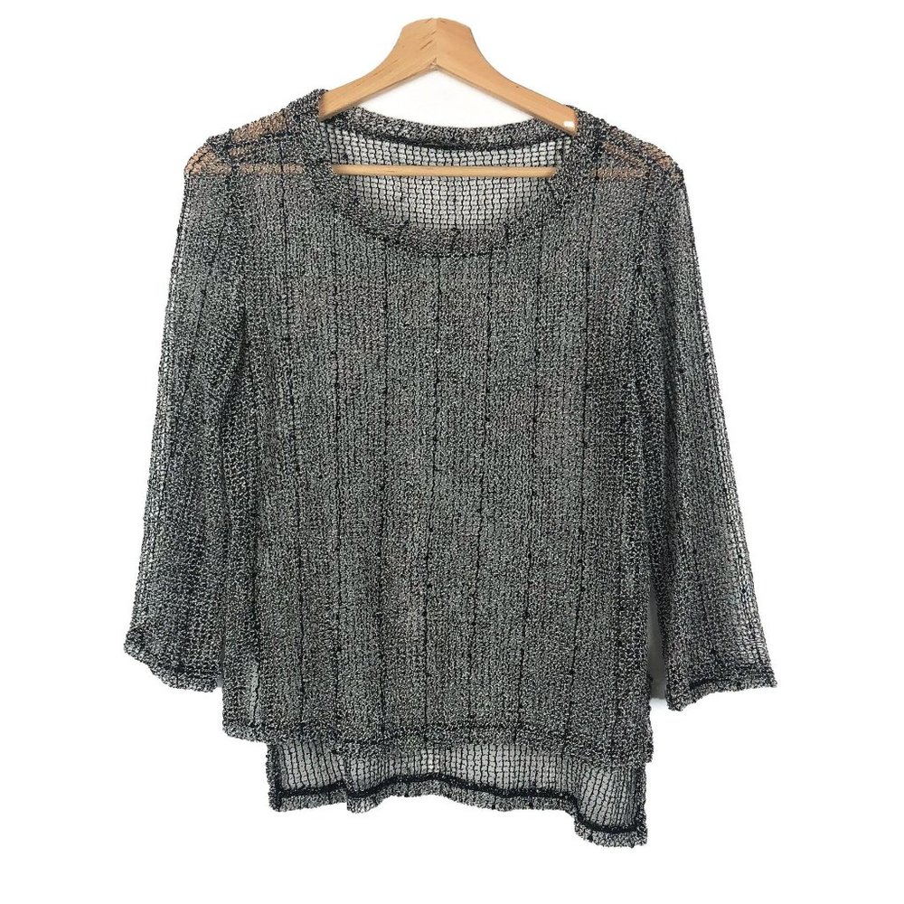 INC International Concepts Black White Mesh Top S